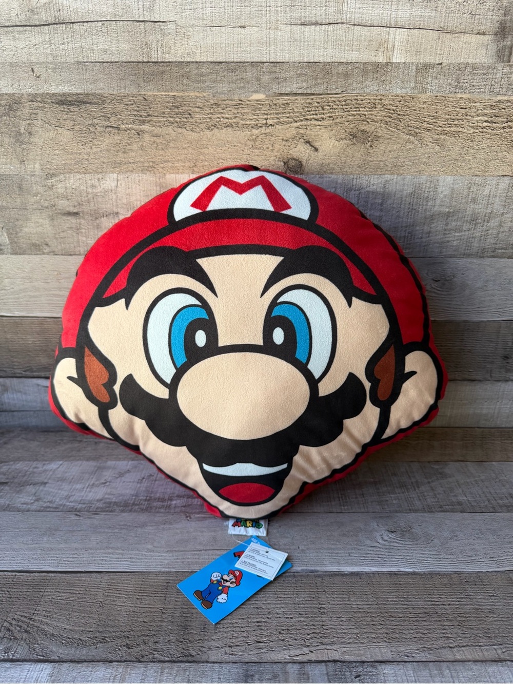 Super Mario Nintendo Mario Face Plush Pillow Franco NWT 15” Rare